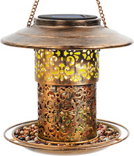 Metal Bird Feeder for Outdoor Hanging, Large Capacity Solar Wild Bird Feeder ...