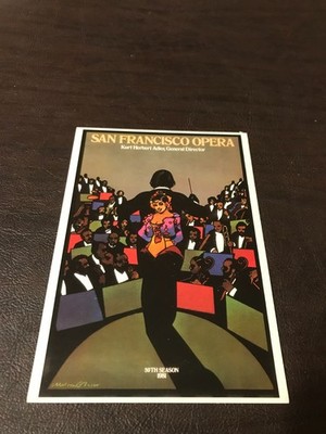UNPOSTED  ART 4 X 6 POSTCARD - MILTON GLASER - SAN FRANCISCO OPERA POSTER