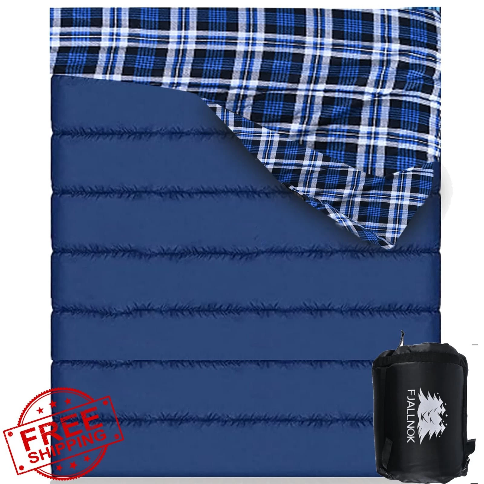 FJALLNOK Flannel Double Sleeping Bag Blue
