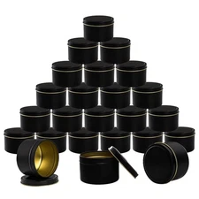 Frcctre 24 Pack Candle Tin, 8 Oz Black Metal Candle Jar with Lid, Bulk Candle...