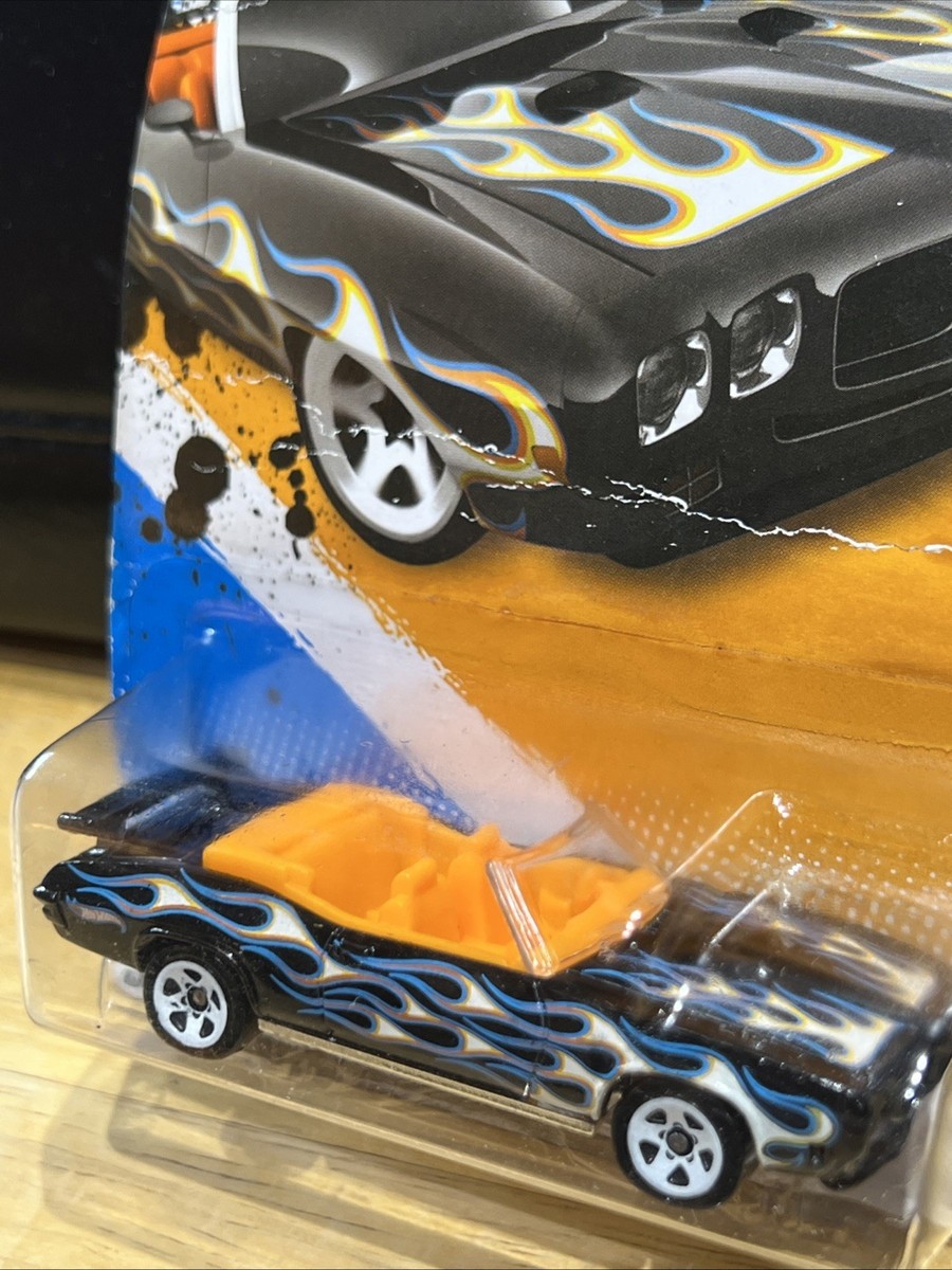 Hot Wheels 70 Pontiac GTO Convertible Orange/Black w/ Blue Flames