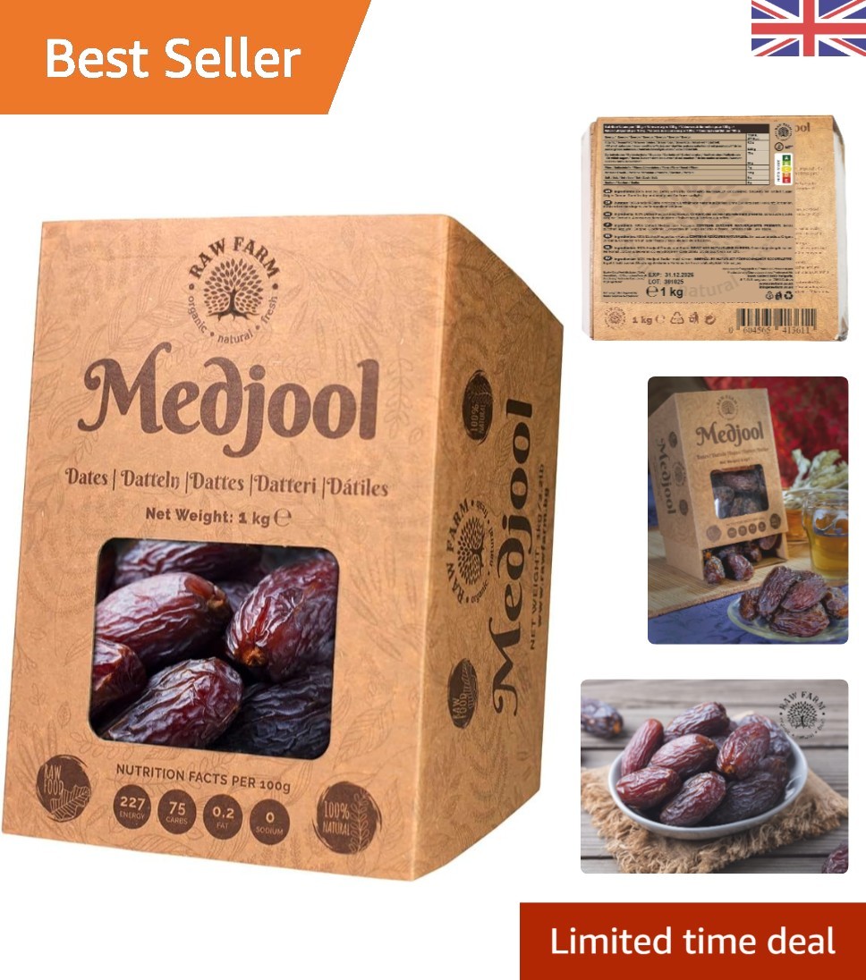 Raw Fresh Medjool Dates 1kg - Naturally Sweet, No Added Sugar &  Delight