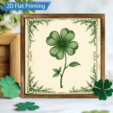 Botanical Four Leaf Clover Wooden Plaque St Patricks Day Decoration For Bedroom