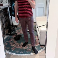 Robin’s Jeans Burgundy Moto – 29x30 – Made in USA – Slim Fit