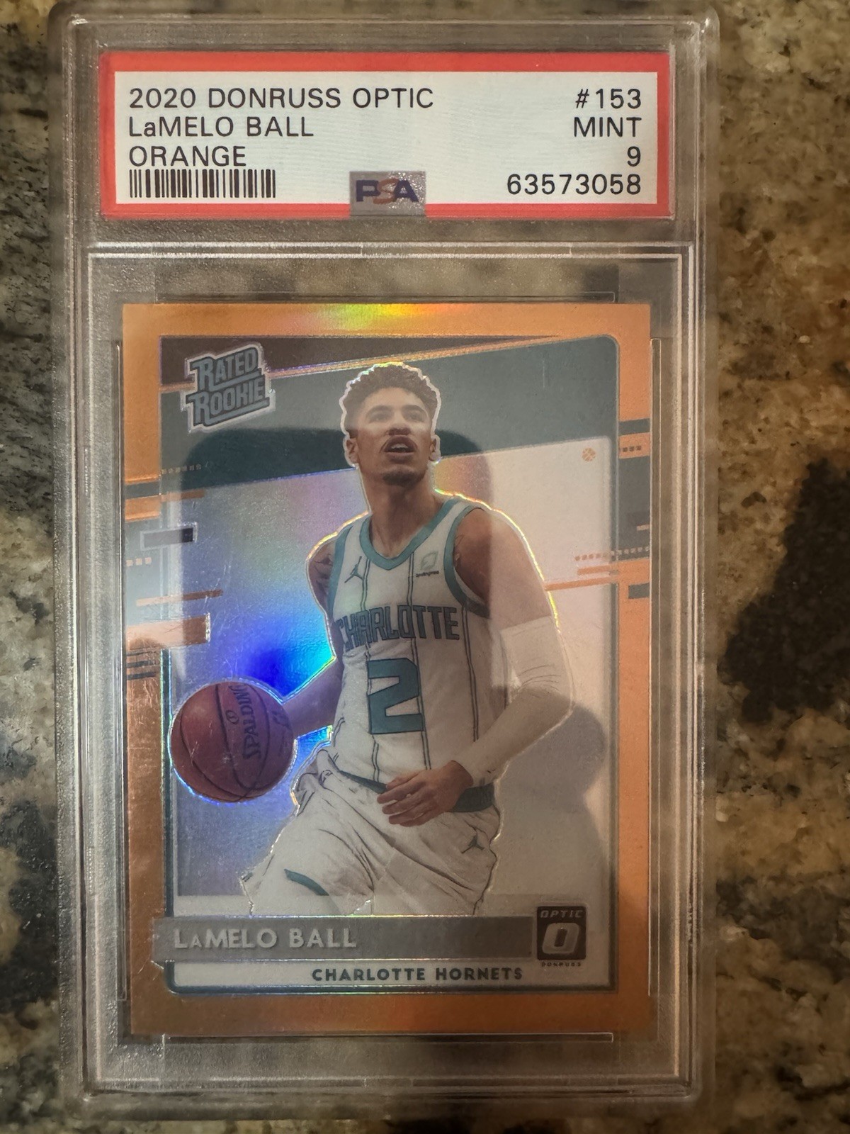 2020 Panini Donruss Optic Rated Rookie LaMelo Ball #153 Orange Prizm /199 PSA 9