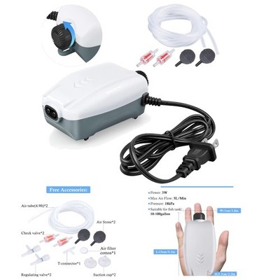 Efficient Manual Aquarium Air Pump with 5 L/min Output - For 20-100 Gallon Tanks