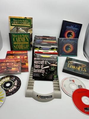 Vintage CD-ROM Games + Other Interests for Windows/Pc Lot of 21 + Holder