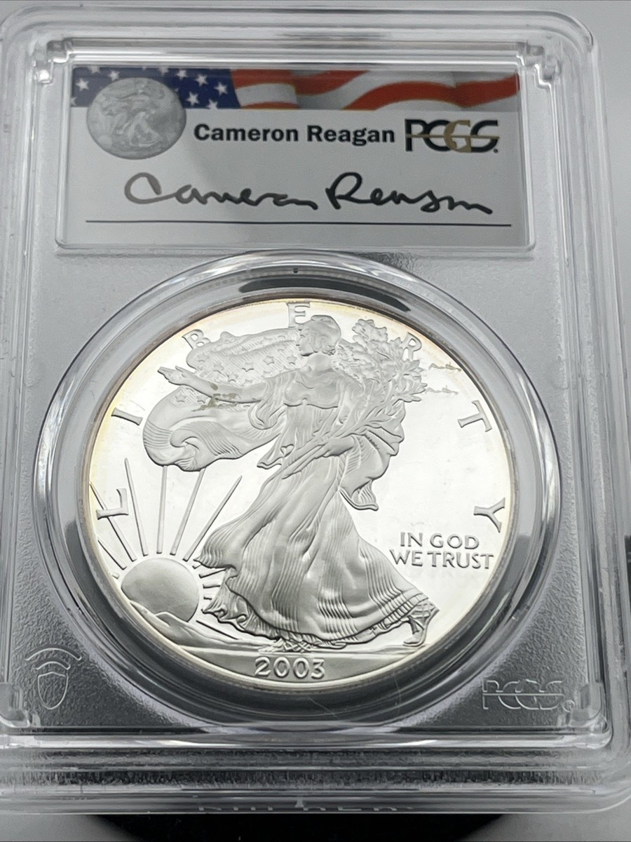 2003-W American Silver Eagle Cameron Reagan Signed PR69 DCAM PCGS