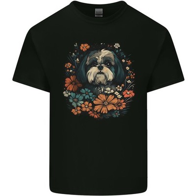 Ein Shih Tzu Hund Mit Blumen Herren Leichtes Baumwoll T-Shirt