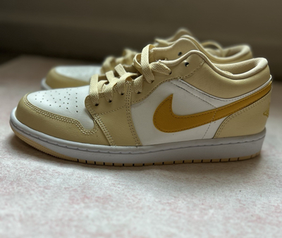 #ad Nike Jordan 1 Low Cream amp; Gold Men’s Colorblock Lace Up Athletic Sneakers $45.00