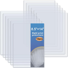 12 Pack 8.5" x 14" Rigid Print Protectors, Clear Waterproof Hard Plastic Page Sh