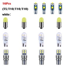 RSTOB 16pcs BA9S T10 LED Bulbs Kit, 4 Styles for Car Interior Dash Lights White