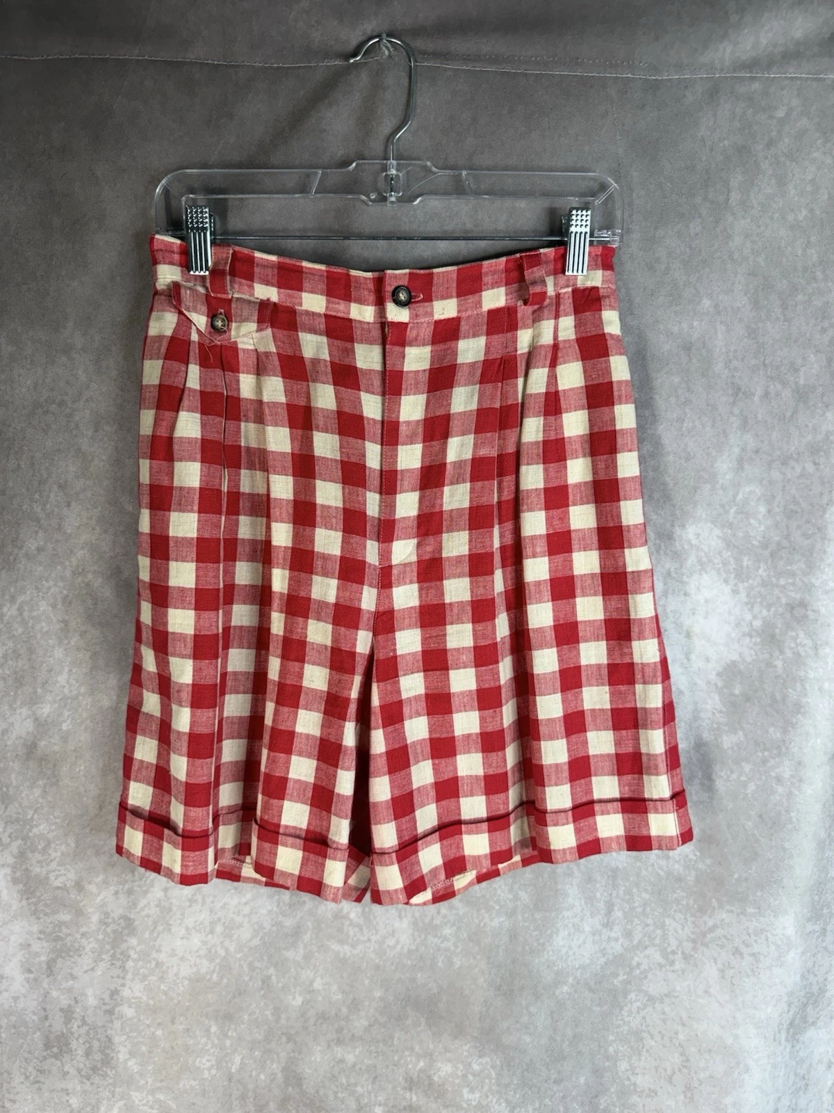 VTG Rafella Gingham Picnic Plaid Linen Blend High Waist Shorts In Red Size 8
Opens in a new window o