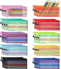 40 Pack 10 Color Pencil Pouch Bulk Mesh Zipper Pouch Bags Small Storage PC