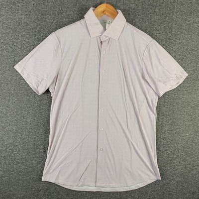 State & Liberty Performance Shirt Men Large Purple Short Sleeve Stretch Athletic