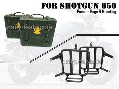 Dunkelgrüne Gepäckträgertaschen Und Montage Für Royal Enfield Shotgun 650