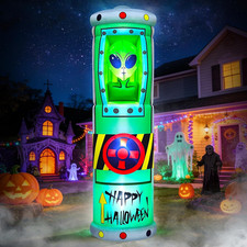 8FT Halloween Inflatable Blowups Alien Decoration with LED Lights