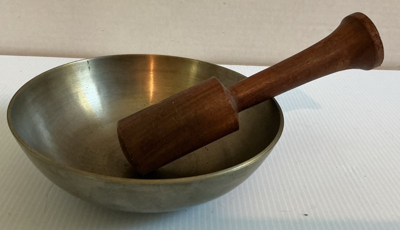 Vintage Brass Tibetan Meditation 6” Singing Bowl + Mallet Striker