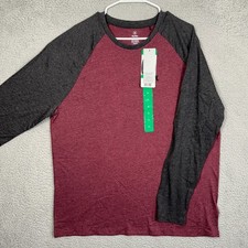 NEW Hurley T-Shirt Mens XL Red Gray Colorblock Long Sleeve Tee Raglan Crewneck