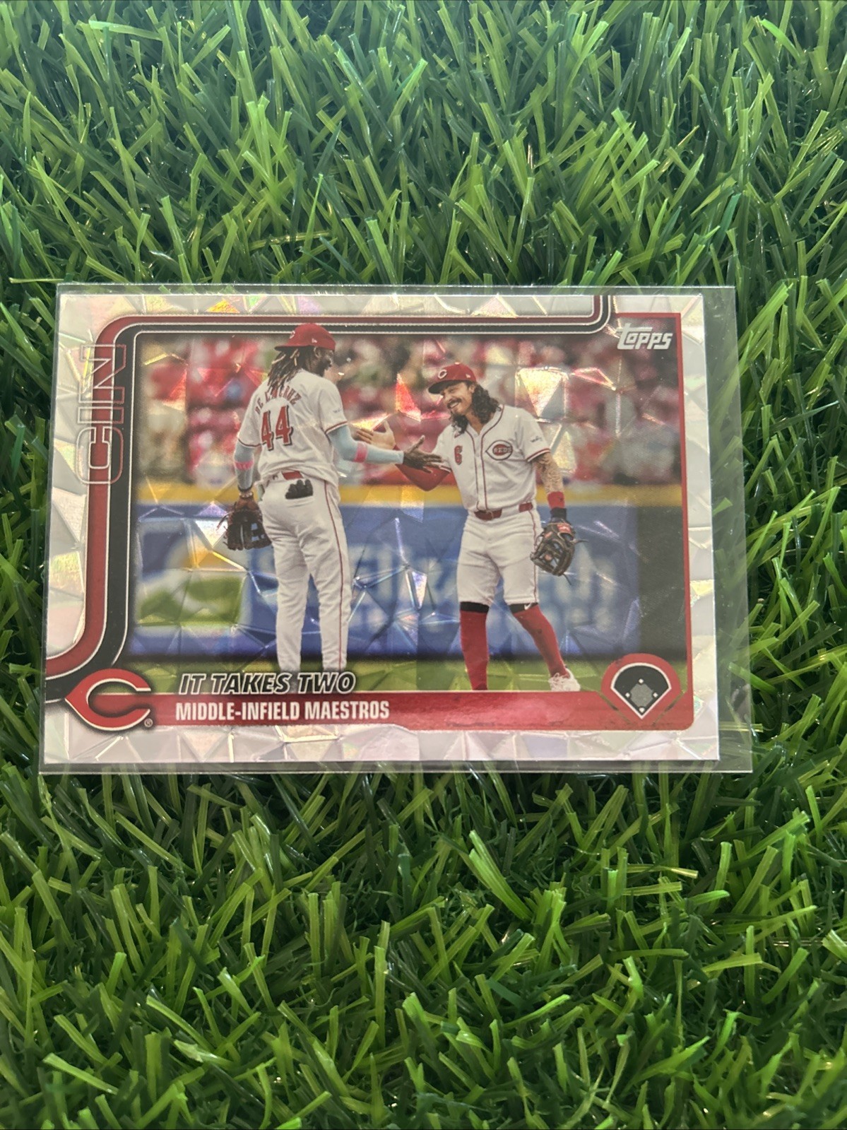 2025 Topps Cracked Ice Holo Foil Elly De la Cruz w/ Jonathan India Reds C6