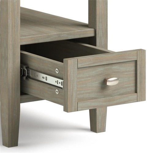 Home Square 2-Piece Wood 14" Rectangle Narrow Side Table Set in Gray - Picture 5 of 8