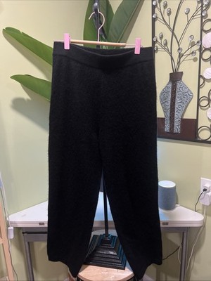 Naadam 100% Cashmere Wide Leg Pants High Waist Straight black Size Small 27x23