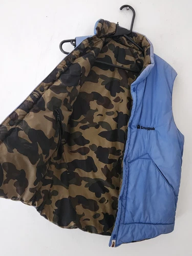 2013 A Bathing Ape X Snugpak Gilet M Camouflage Bleu Gilet Réversible Vintage Bape