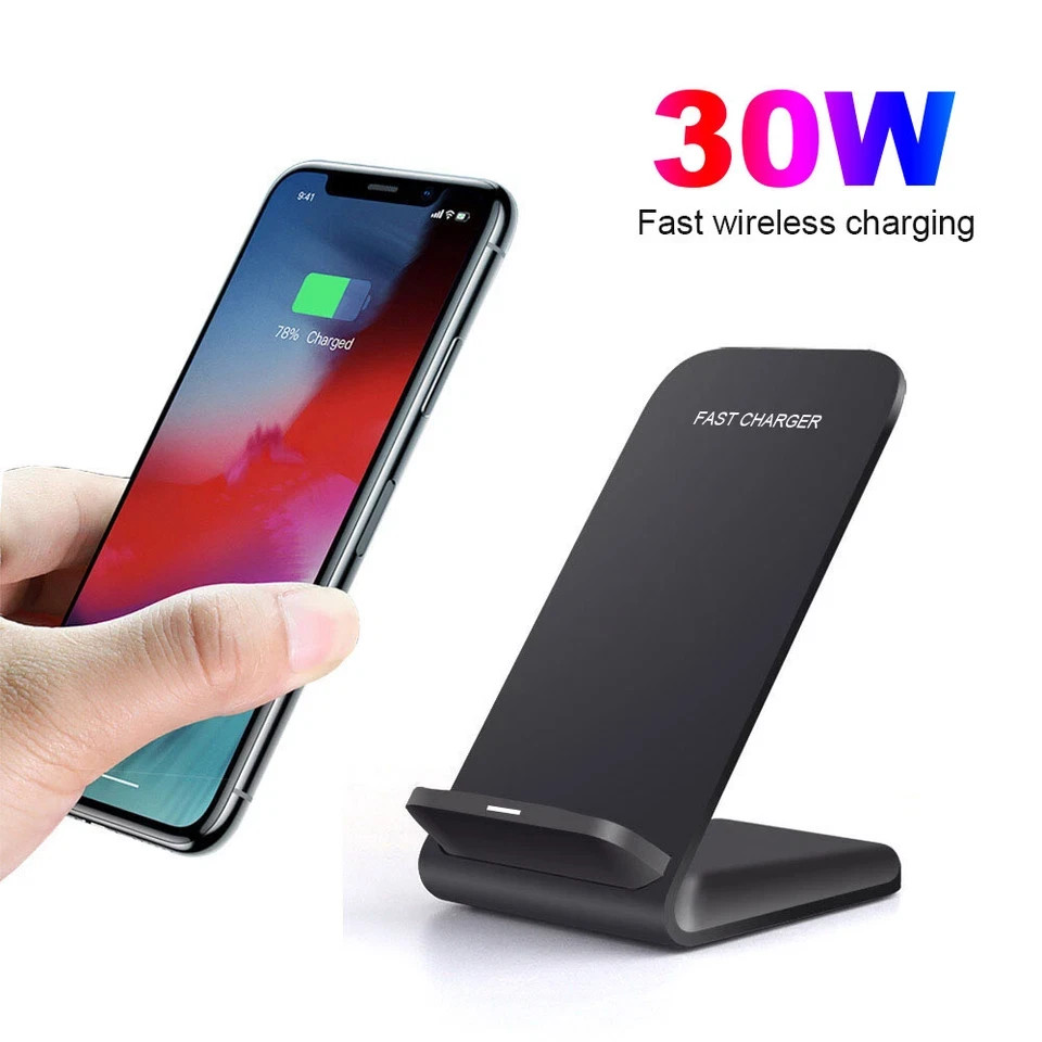 30W Wireless Charger Charging Stand Dock For Samsung iPhone Android Cell Phone