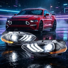 Headlights For 2018-2023 Ford Mustang Led Drl Projector Sequential Assembly Pair