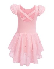 Girls Ruffle Sleeve Ballet Leotard with Skirt Criss-Cross 4-5T Ballet Pink