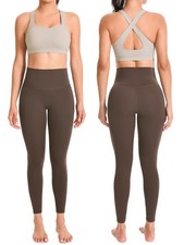 Workout Sets for High Waisted Leggings with Cross Back Sports Bra 2 Piece Yog...
