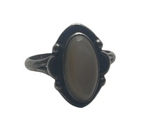 Solid 925 Sterling Silver Natural Shell Fashion Cocktail Ring sz 7