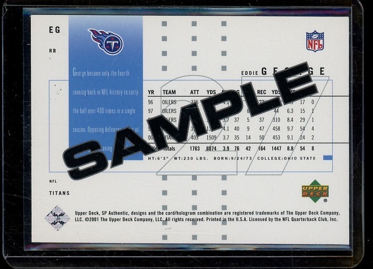 2001 Upper Deck SP Authentic Eddie George #EG SAMPLE | eBay