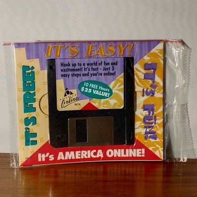 Vintage AMERICA ONLINE Hook Up Hang Out Promo Diskette AOL RO1120 RO1127 floppy