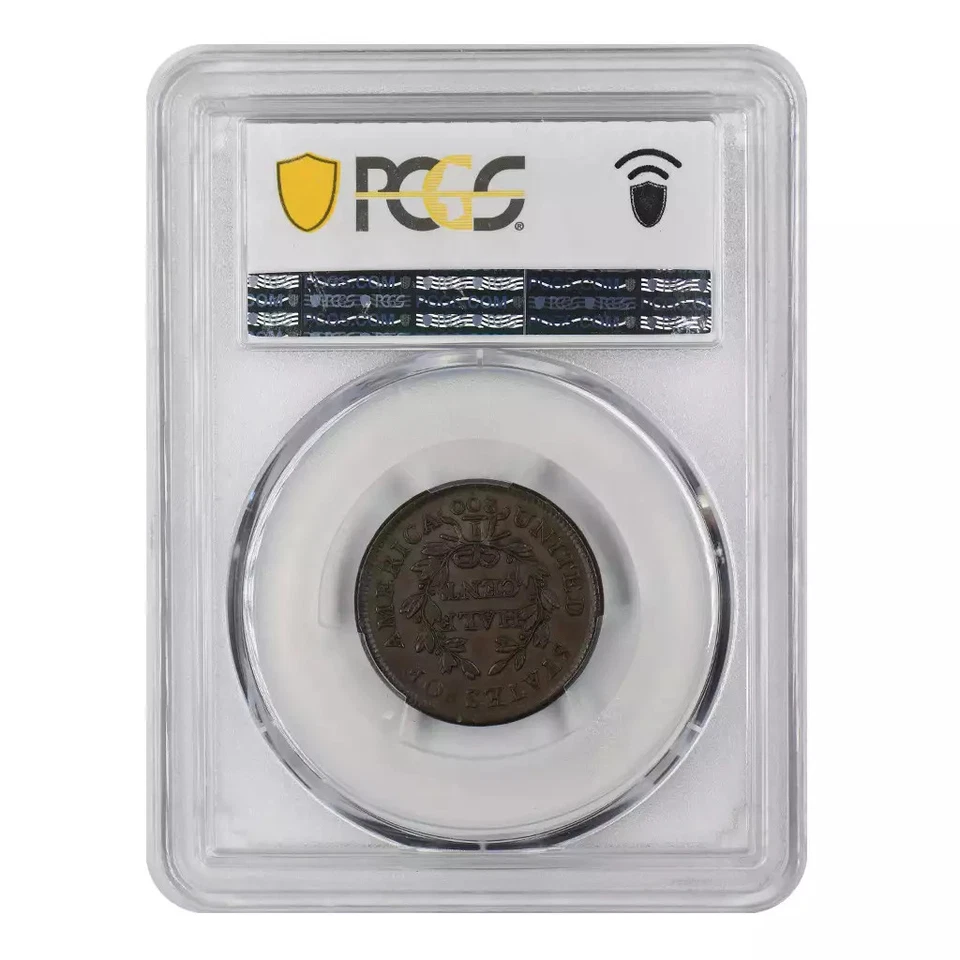 1804 Draped Bust Half Cent PCGS AU58 BN Spiked Chin CAC - Image 4 of 4