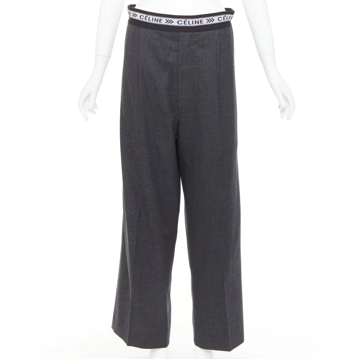 Pantalon Large Céline By Phoebe Philo - Taille 38 (28 Waist) En Laine Flanelle Grise