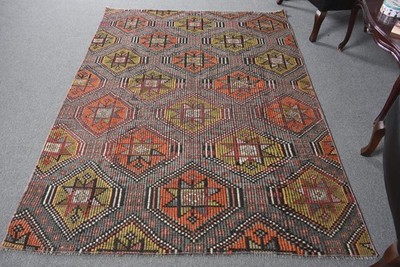 Vintage 5,3x7,3 ft Rug, Kilim Turkish Rug, Red Floral Rug Wool