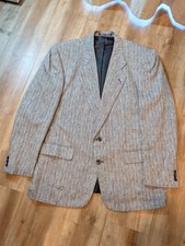 Pierre Balmain Paris Wool Silk Blazer Men's Size 42R Gray Herringbone Tweed