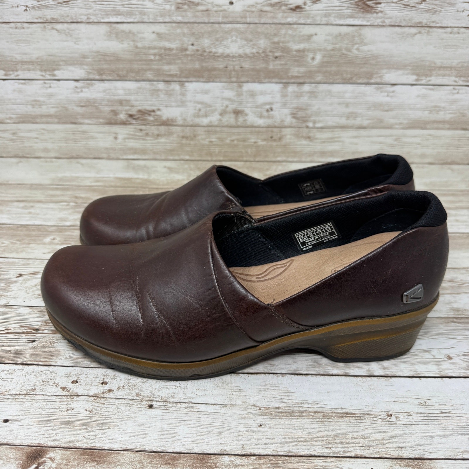 Zoccoli professionali KEEN Mora 1014009 pelle marrone slip on scarpe donna taglia 10