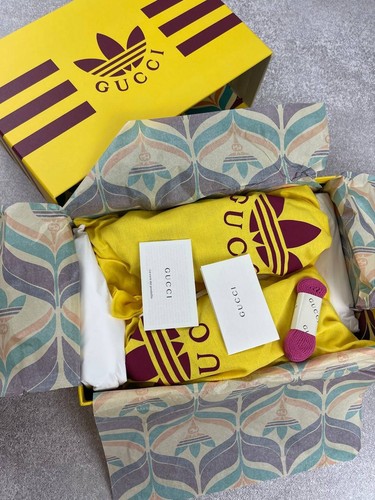 Adidas × Gucci Gazelle Yellow/White/Red Sneakers Size 35 1/3 - Picture 15 of 16