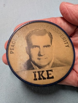 Peace Progress Prosperity Eisenhower Nixon campaign button Holographic
