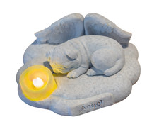Angel Pug on Cloud Memorial – Pet Remembrance Keepsake Ornament + Tealight