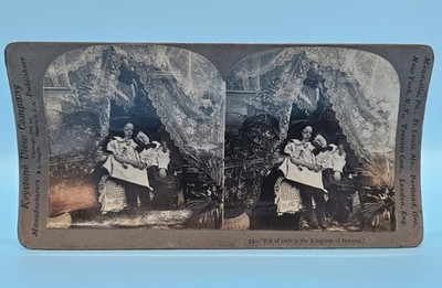 Antique 1899 Postmortem Stereograph Card Victorian Mourning Mother w/Children