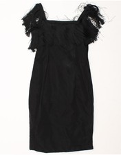 VINTAGE Womens Sleeveless Sheath Dress UK 12 Medium Black AS03