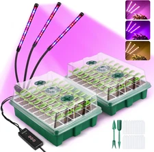 [Upgraded]  Seed Starter Tray with Tripod LED Light, 2 Pack Seed Starting Tray w