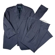 Stafford Suit Worsted Wool Blend Two Piece Set Blazer 44 Pants 34x29 Blue Red