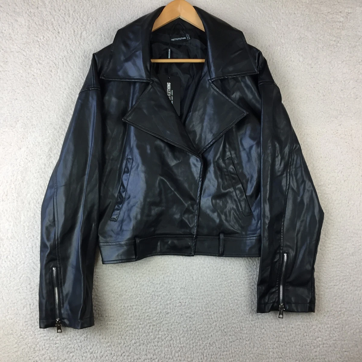 Belted biker jacket womens sale