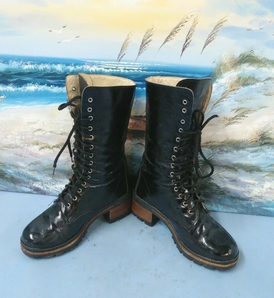 Botas altas Sacha London negras para mujer de cuero con cordones talla 5 Foto 4 de 4