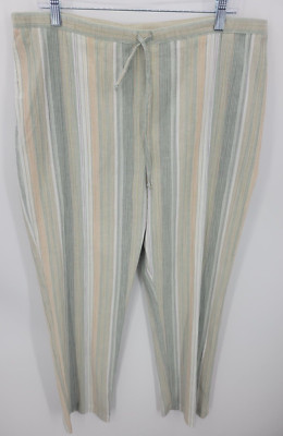TravelSmith Pants Womens Medium Pastel Stripe Woven Tapered Fit Beach Casual