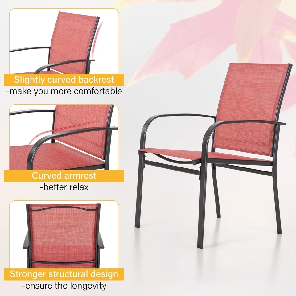 5 Piece Outdoor Dining Set Patio Furniture Set Wooden-like Table - Image 2 of 4